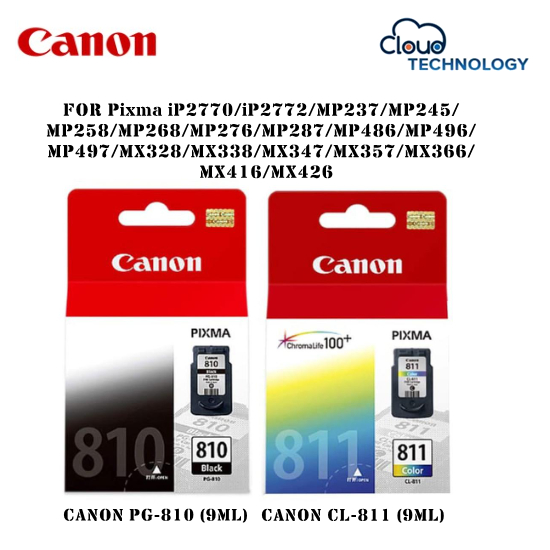 CANON PIXMA PG810 BLACK/ CL811 COLOR INK CARTRIDGE FOR iP2770/iP2772