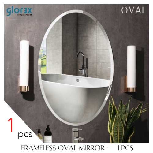 GLOREX)(2pcs) High Quality Aluminium Bathroom Cheap Mirror Safety Film  Mirror Toilet Mirror Vanity Bilik Mandi Cermin