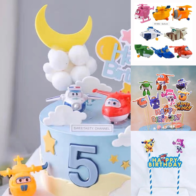 Super Wings Theme Birthday Cake Decoration Topper Airplane Topper  超级小飞侠生日蛋糕烘培装饰摆件Superwing 小飞侠