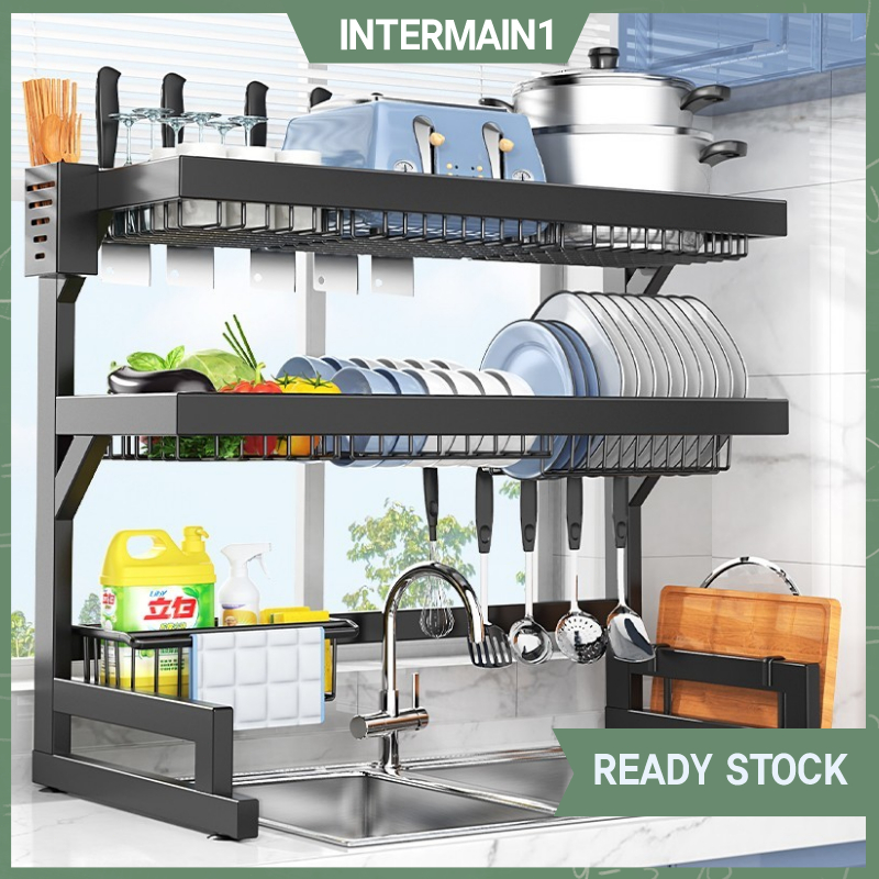 Rak Pinggan Sinki Stainless Steel Kitchen Organizer Rak Dish Drainer