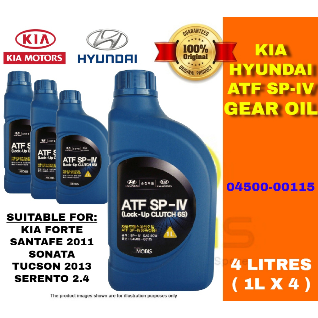 100% Original Kia Hyundai ATF SP4 SP-IV 6SPEED (1L x 4bottles) Forte ...
