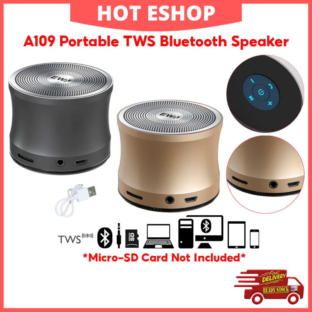 EWA A109 TWS Bluetooth Speaker Metal Portable Music Speakers With AUX ...