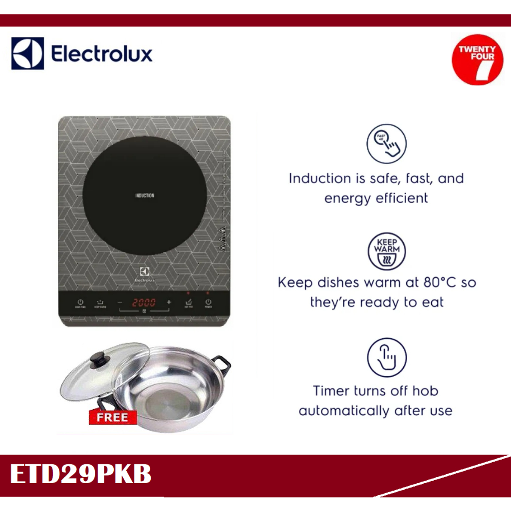ELECTROLUX Portable Tempered Glass Induction Cooker with Pot and Steamer and Keep Warm Function
