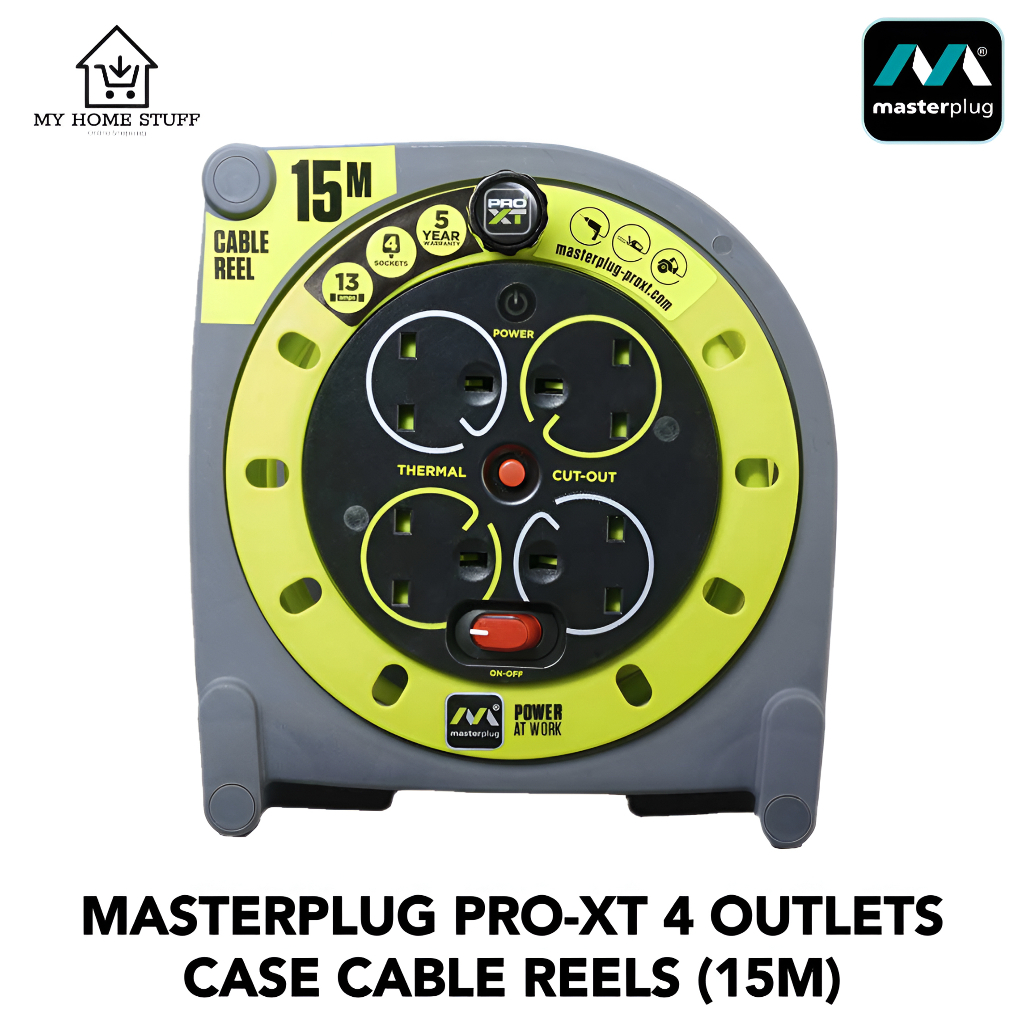 MASTERPLUG PROXT 4 WAYS CASE CABLE REEL EXTENSION LEAD WITH WINDING