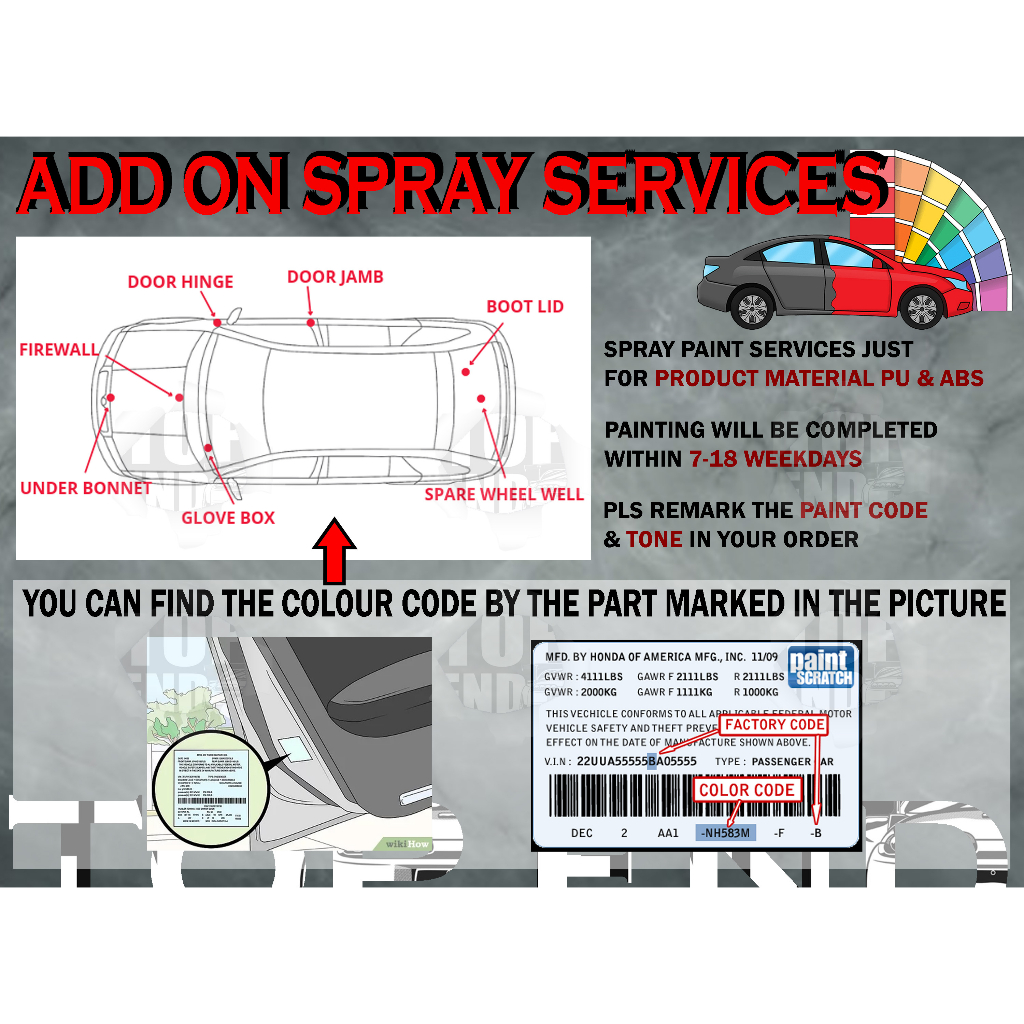 ADD ON CAR BODYKIT PAINTING SERVICES JUST FOR PRODUCT MATERIAL ABS & PU