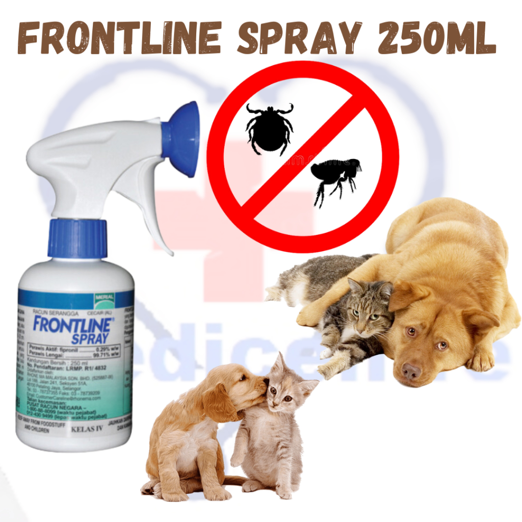 (READY STOCK) FRONTLINE SPRAY kurap mites ticks kutu fleas dog cat