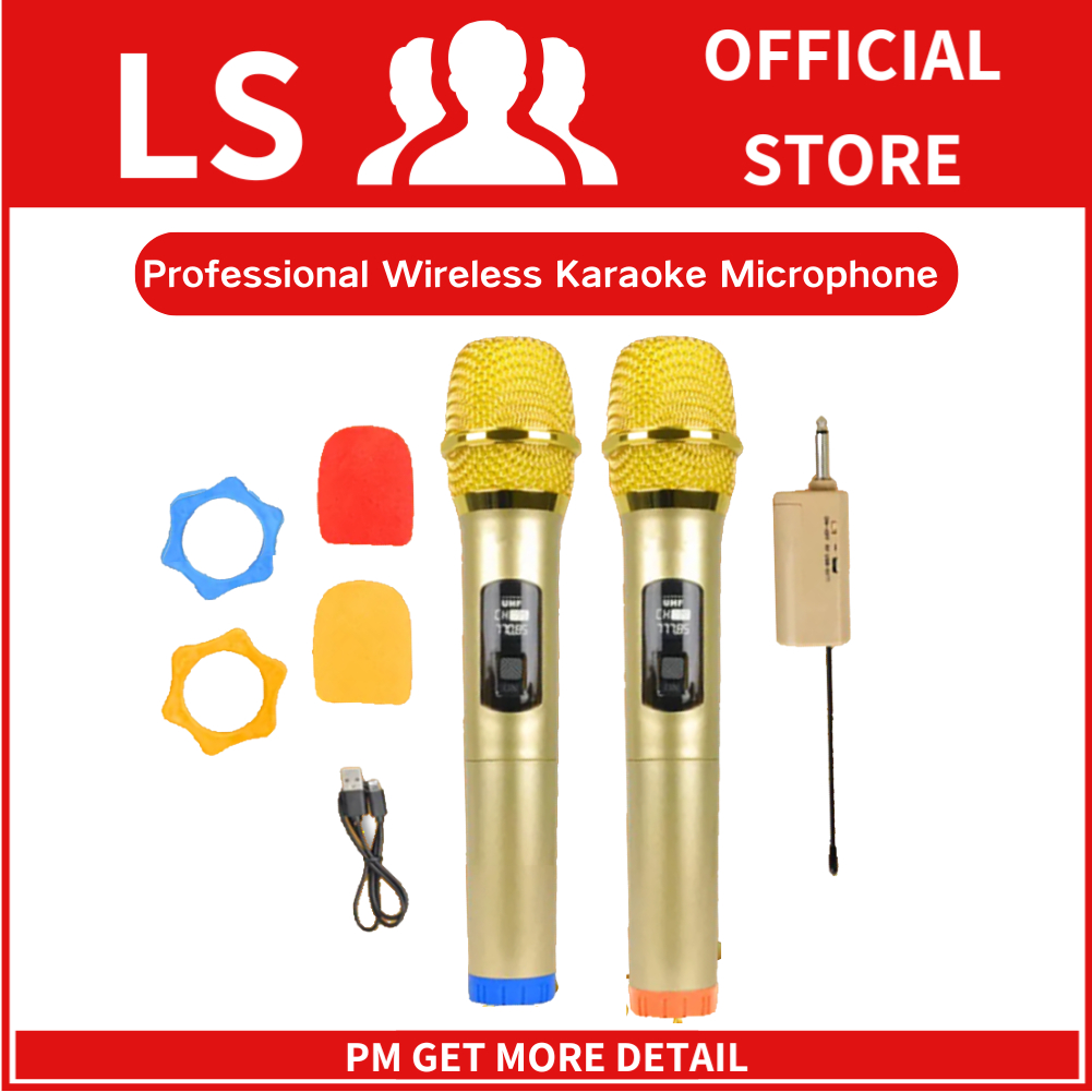 S28 Dual Gold Color UHF Professional Wireless Microphone with Rechargeable Receiver 6.3mm System Karaoke Mic Speaker