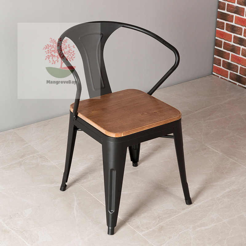 2 Units Solid Wood Restaurant Chair With Strong Steel Coffee Shop Chair