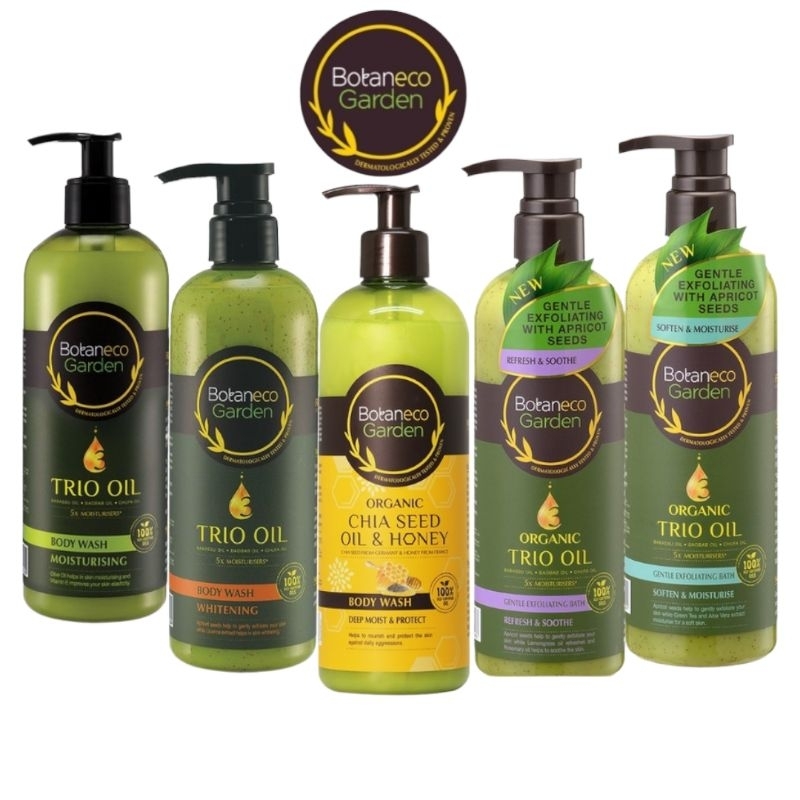 Botaneco Garden Trio Oil Body Wash   Exfoliating Bath   Shower Gel 