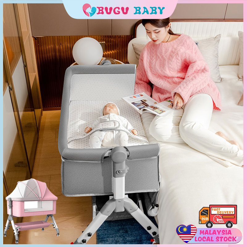 COD Baby cot bedside baby bed set portable Baby Crib katil baby newborn