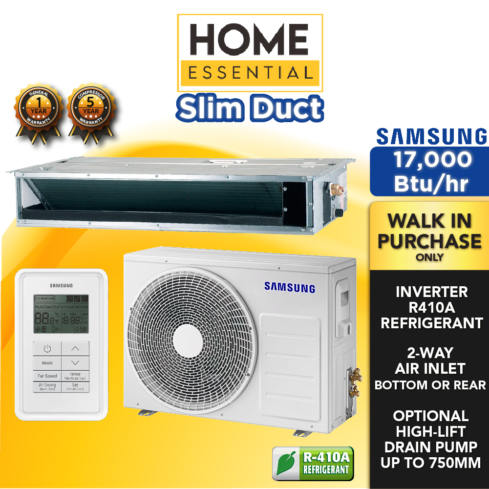Samsung 17,000 Btu/hr Inverter R410a Ceiling Ducted Air Conditioner ...
