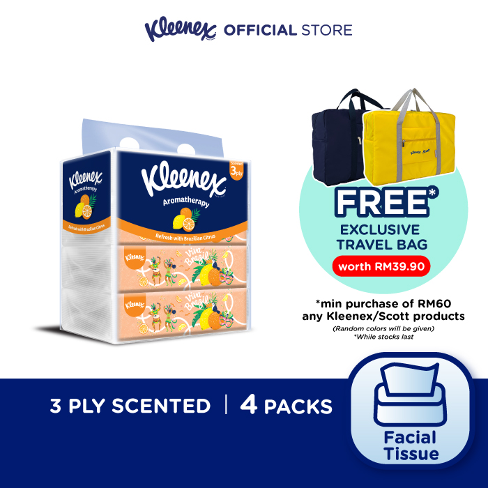 Kleenex Facial Tissue Soft Pack Brazilian Citrus 3PLY (44s x 4 Packs