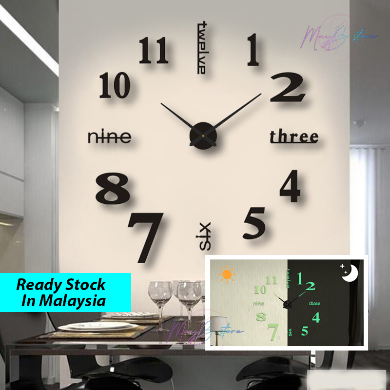*Ship in 24* DIY Neon Light Wall Clock Growing in Dark Reflective ...