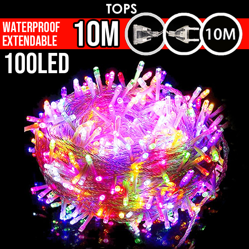 10m Extender 100 Led Lampu Lip Lap Viral Waterproof Kelip Kelip2 Murah Warna Wani Hari Raya 