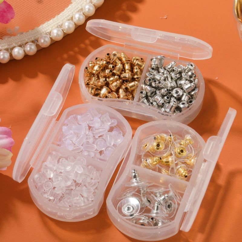 2 Type Brooch Tudung Pin Stoppers Rubber Earring Back Stopper Stud DIY Earring Bullet Tube Ear