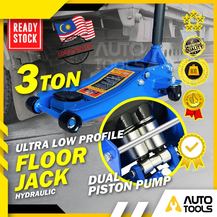 Heavy Duty 3 Ton Ultra Low Profile Hydraulic Floor Jack ( Dual Piston