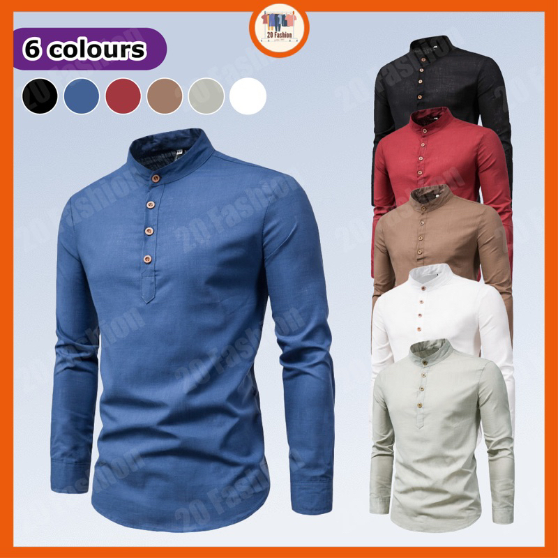 READY STOCK🇲🇾 Men Kurta Shirt Smart Casual Top Formal Muslimah Lelaki ...