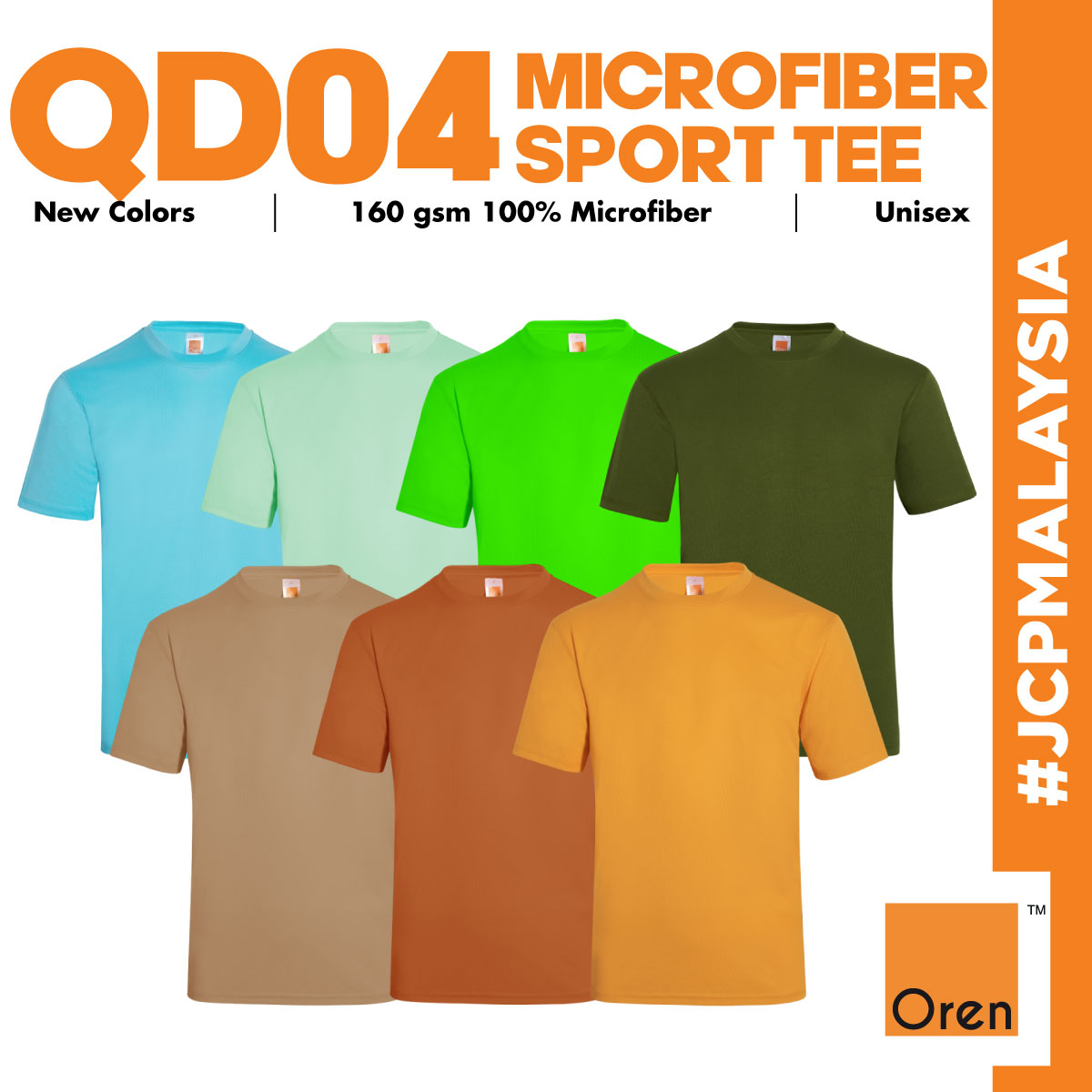 JCP x OREN SPORT QD04 Jersi Microfiber Quick Dry Round Neck Tshirt Baju ...