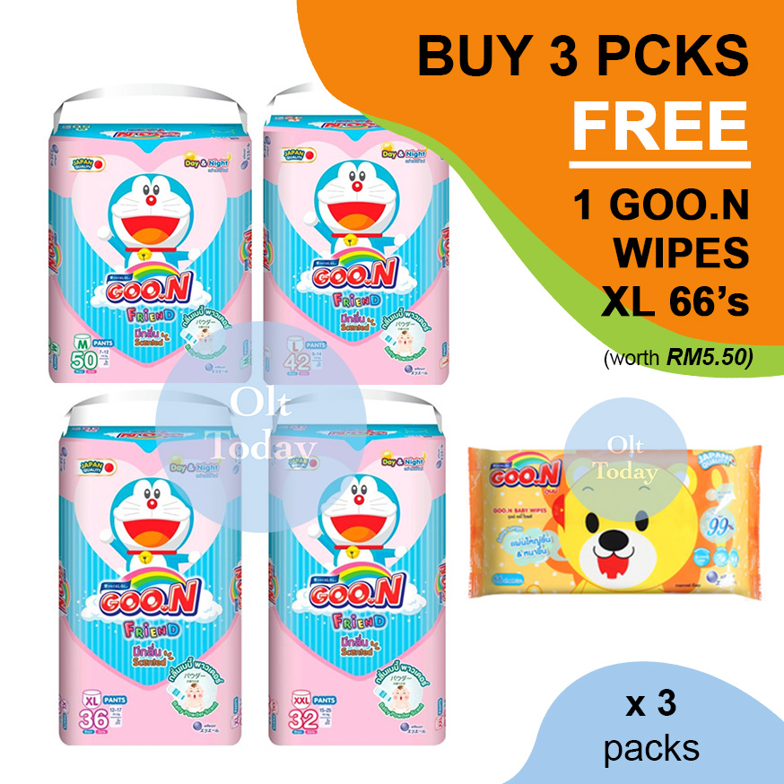 Goo.N Friend Pants Diapers Baby Powder Scent Super Jumbo Pack Doraemon ...