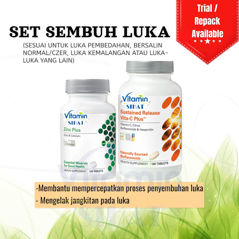 Set Sembuh Luka Bajet Asas Shaklee Vitamin C Zinc Plus Imunisasi