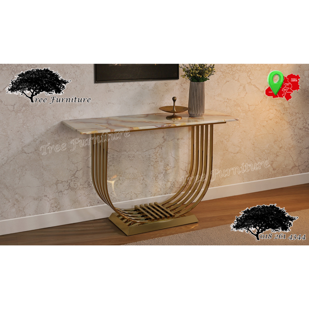 Luxury Style Console Table with Gold Metal Leg L1200 W400 H1000