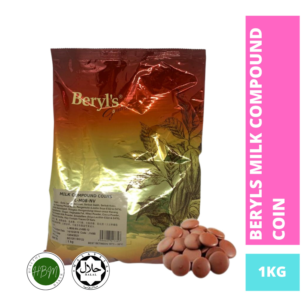 Beryls Chocolate Compound Coins 1kg / 500gm / Coklat Beryls Gourmet