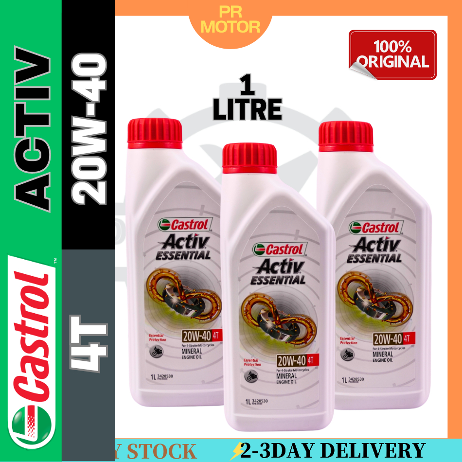 CASTROL ACTIV ESSENTIAL MIYAK ENGINE MOTOR OIL 4T 20W40 1 LITRE CASTROL ...