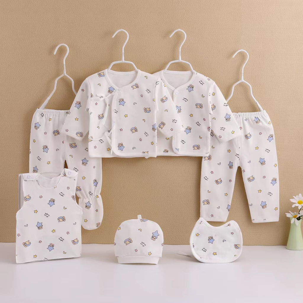 7pcs Newborn Set Baby Boy Girl Clothes Long Sleeve+ Pant Clothing