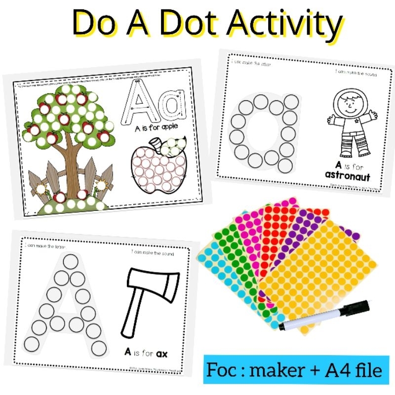 Alphabet Do A Dot Activity Worksheet Montessori Activity Sticker Book ...
