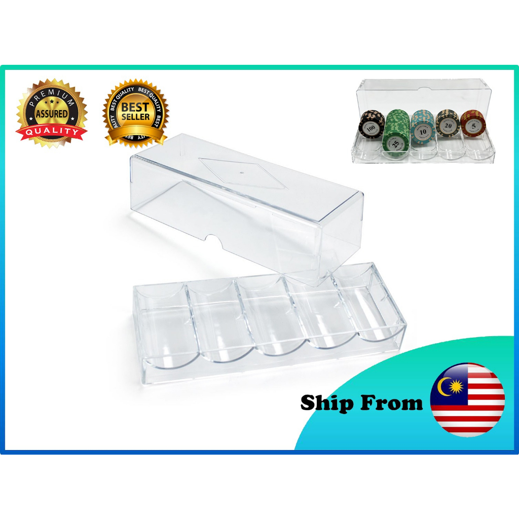 [ READY STOCK ] Poker Chips Storage Tray Case Box Acrylic Transparent