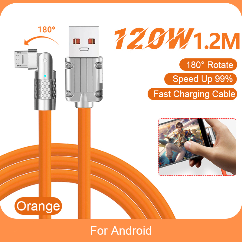 120W 6A Fast Charger Cable Type C Liquid Silicone Cable Micro USB Fast