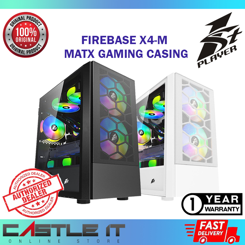 1st Player FIREBASE X4-M RGB Gaming Casing Mid Tower MATX Micro ATX PC ...
