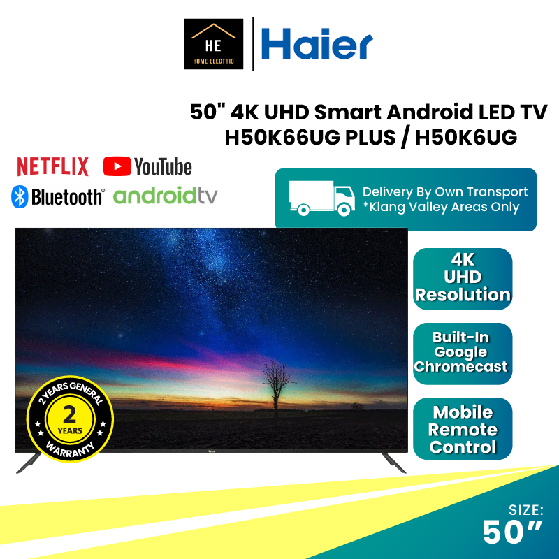 (Shipping Subsidies) HAIER 50" 4K UHD Smart Android LED TV H50K66UG ...