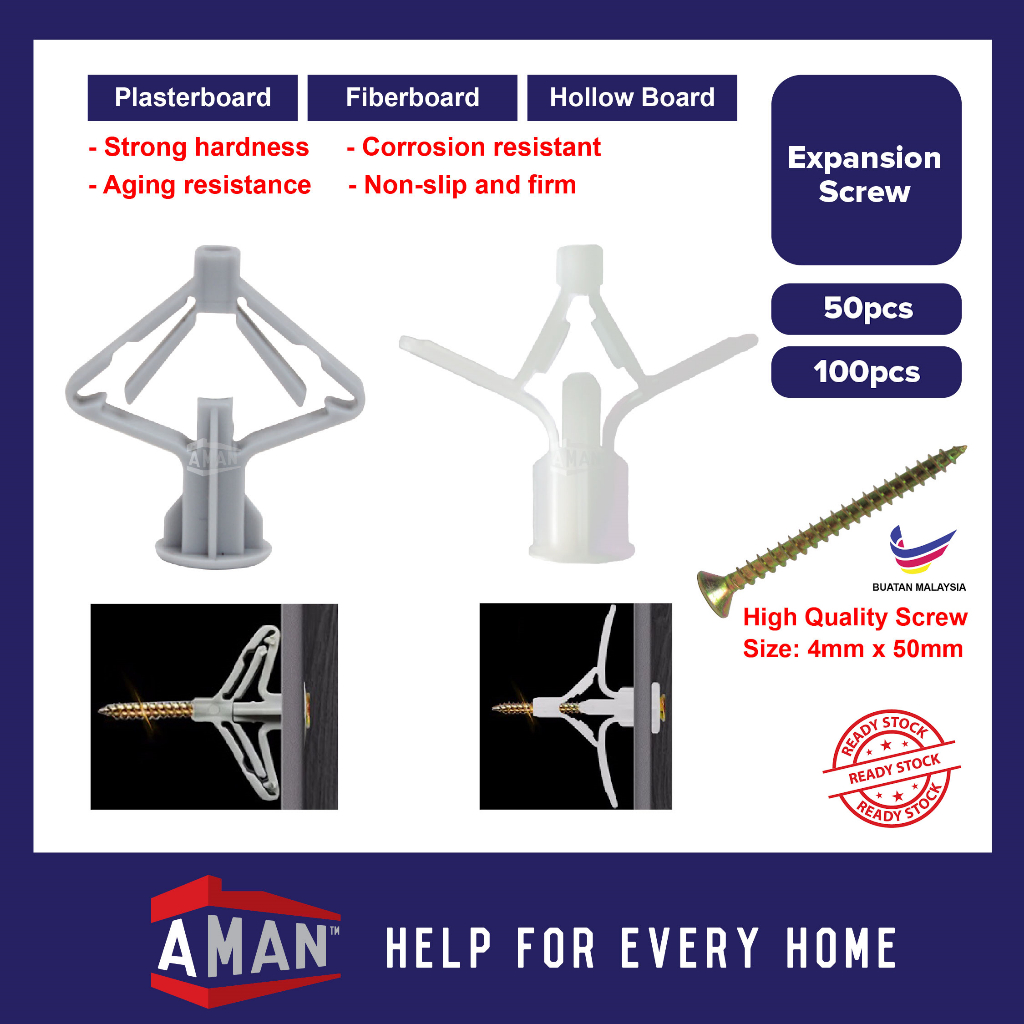 Nylon Butterfly Aircraft Aeroplane Clip Drywall Anchor Kit Partition