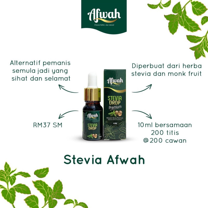 STEVIA DROP PREMIUM AFWAH Stevia + monk fruit (FREE GIFT ORGANIC