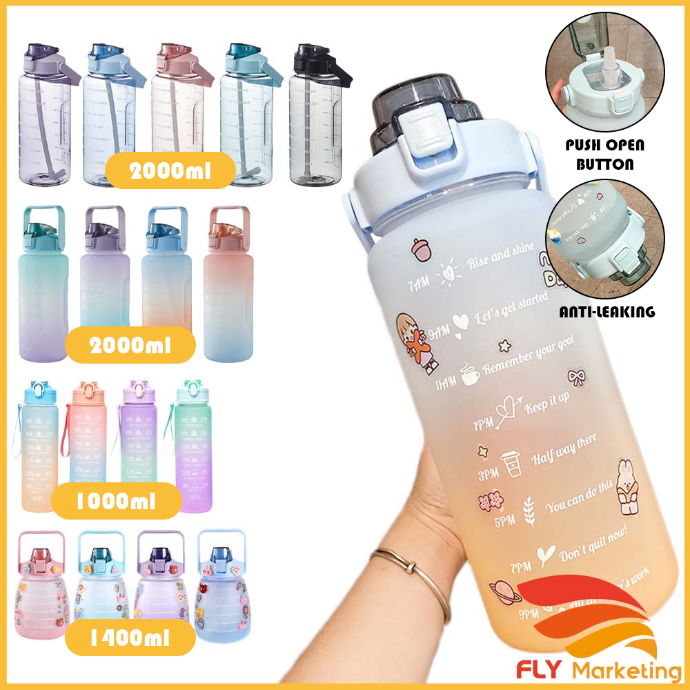 Water Bottle with reminder time Tumbler with straw scale big bottle ...