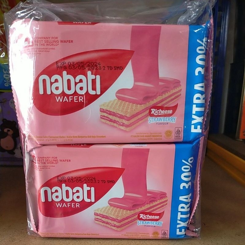 Nabati Wafer Richeese Strawberry Flavour 37g Extra 30% | Shopee Malaysia