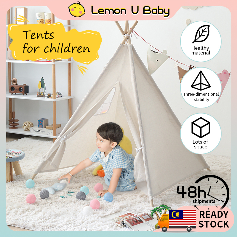 【Lemonu baby】Kids Tent 1.35m/1.6m Baby Portable Canva Tipi Original ...