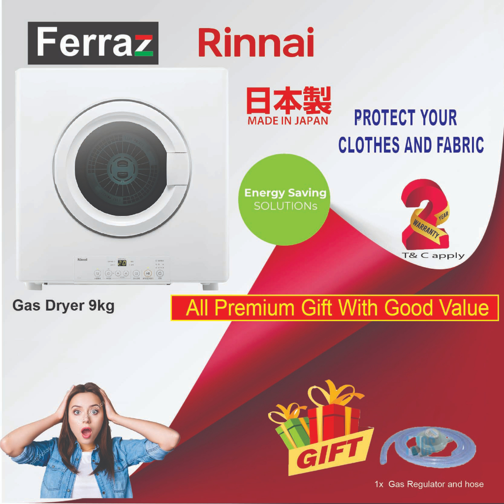 Rinnai RDT9ORMS 9Kg Gas Clothes Dryer ( New Model ) Shopee Malaysia