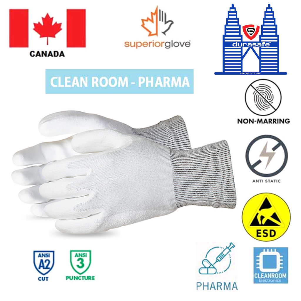 SUPERIOR S13TAPUBH TenActiv™ Cleanroom CutResistant Palm Coated Glove
