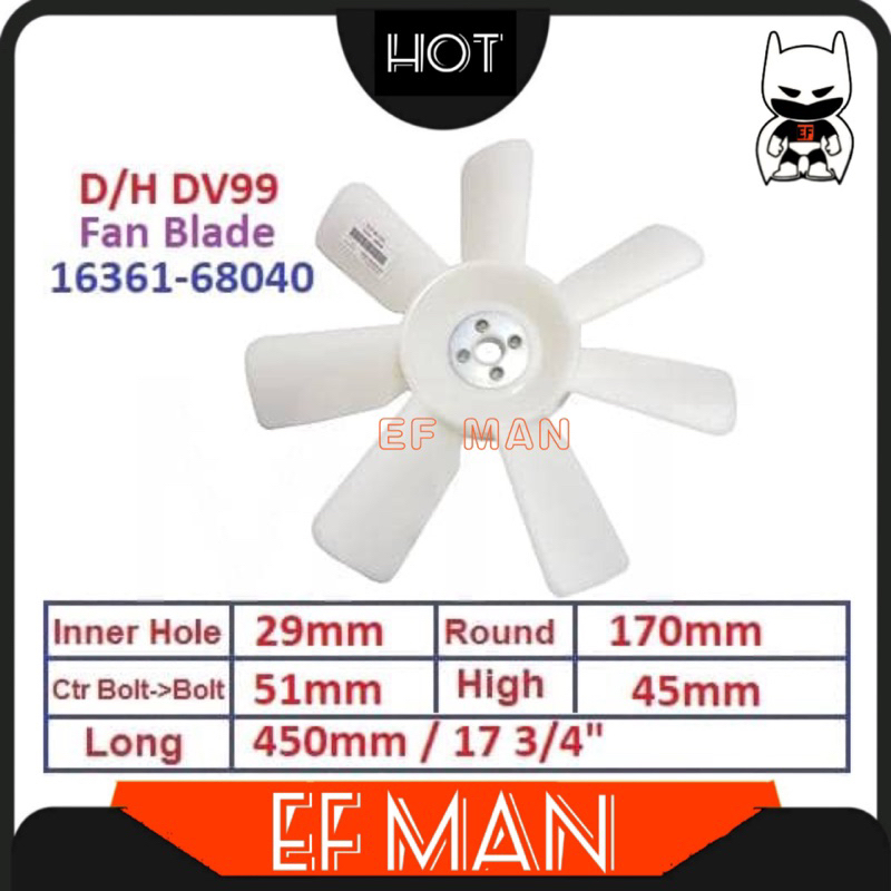 DAIHATSU DELTA DV99 DV116 (7 LEAF) RADIATOR FAN BLADE 16361-68040 3TON ...