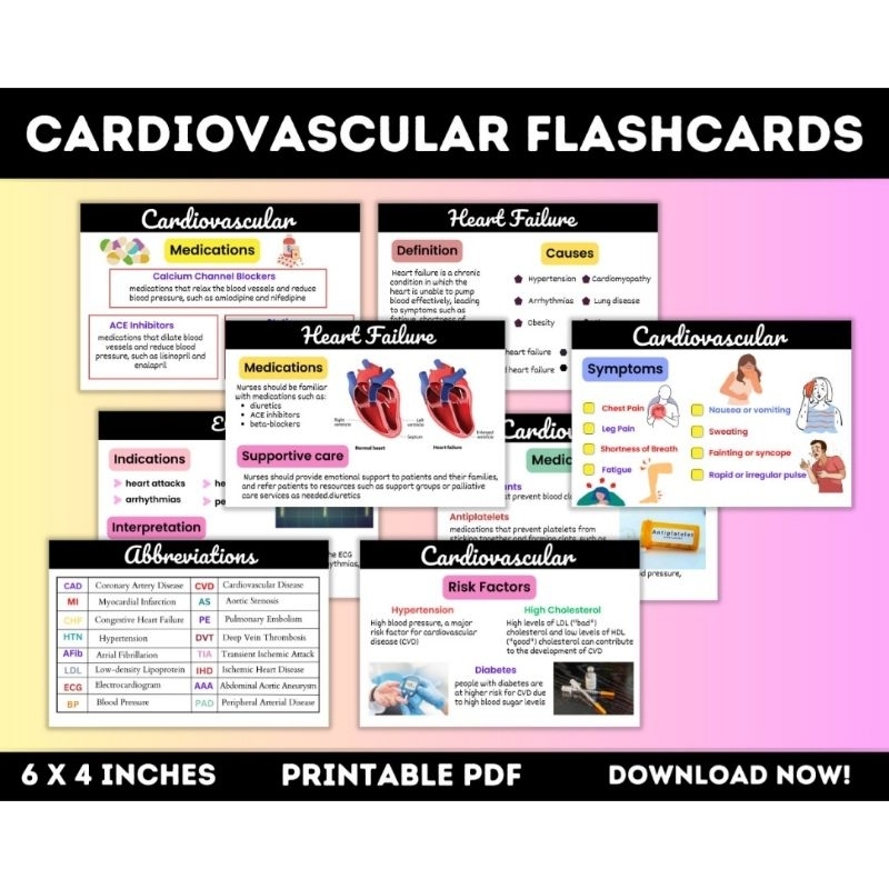 15 Cardiovascular Flashcards Printable | Nursing Students Notes ...