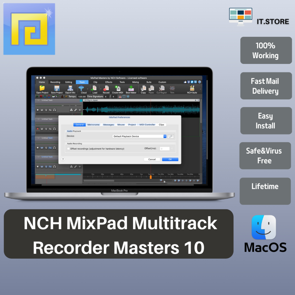 NCH MixPad Multitrack Recorder Masters 10 for Intel and M1/M2/M2 Pro/M2