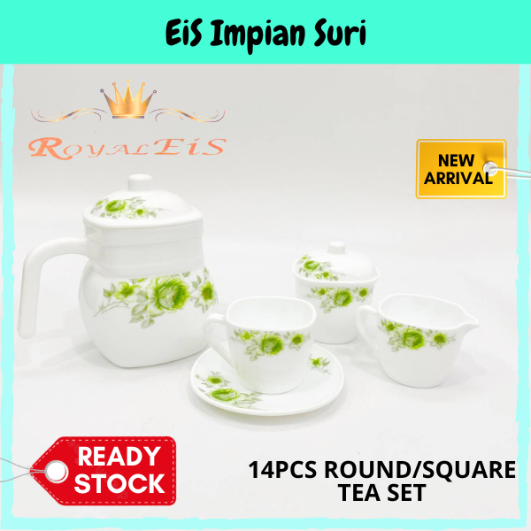 (Ready Stock!!) Royal EIS Opal Glass 14pcs Tea Set Round/Square (Cup ...