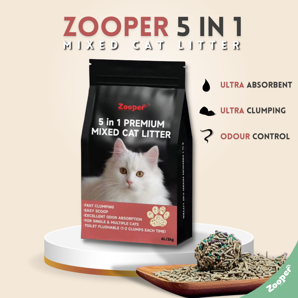 5in1 Zooper Premium Mixed Cat Litter Super Clumping Mix Tofu Cat