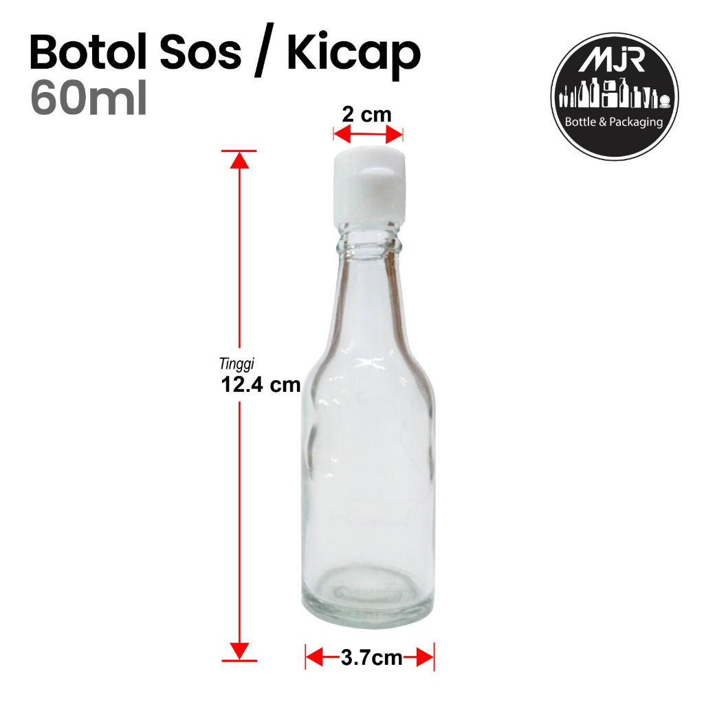 60ml Botol Kaca, Penutup Flip, Glass Bottle with Flipcap - Untuk Madu ...