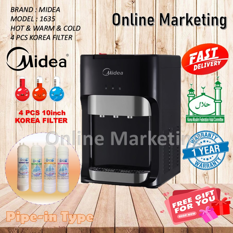 Midea Mild Alkaline Water Dispenser Penapis Air 3 Suhu Hot Normal Cold Model 1635 Or1630 With4 1995