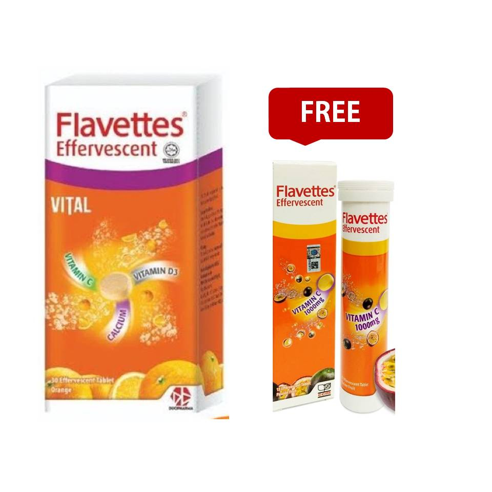 [PROMO] Flavette VITAL Vitamin C+Calcium+Vitamin D3 Effervescent