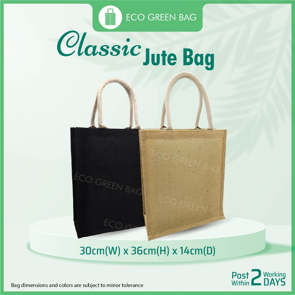 Classic Jute Tote Bag Colour Medium A4 Beg Jute Warna Kosong 30x36x14cm ...