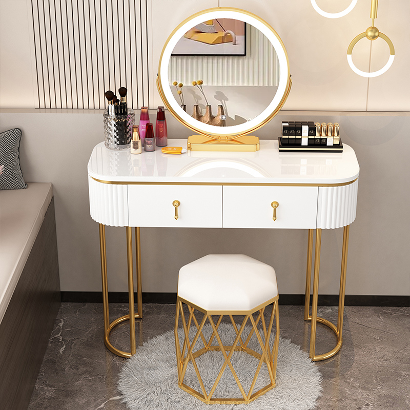 Dressing table with LED mirror/sintered stone/dressing table/storage ...